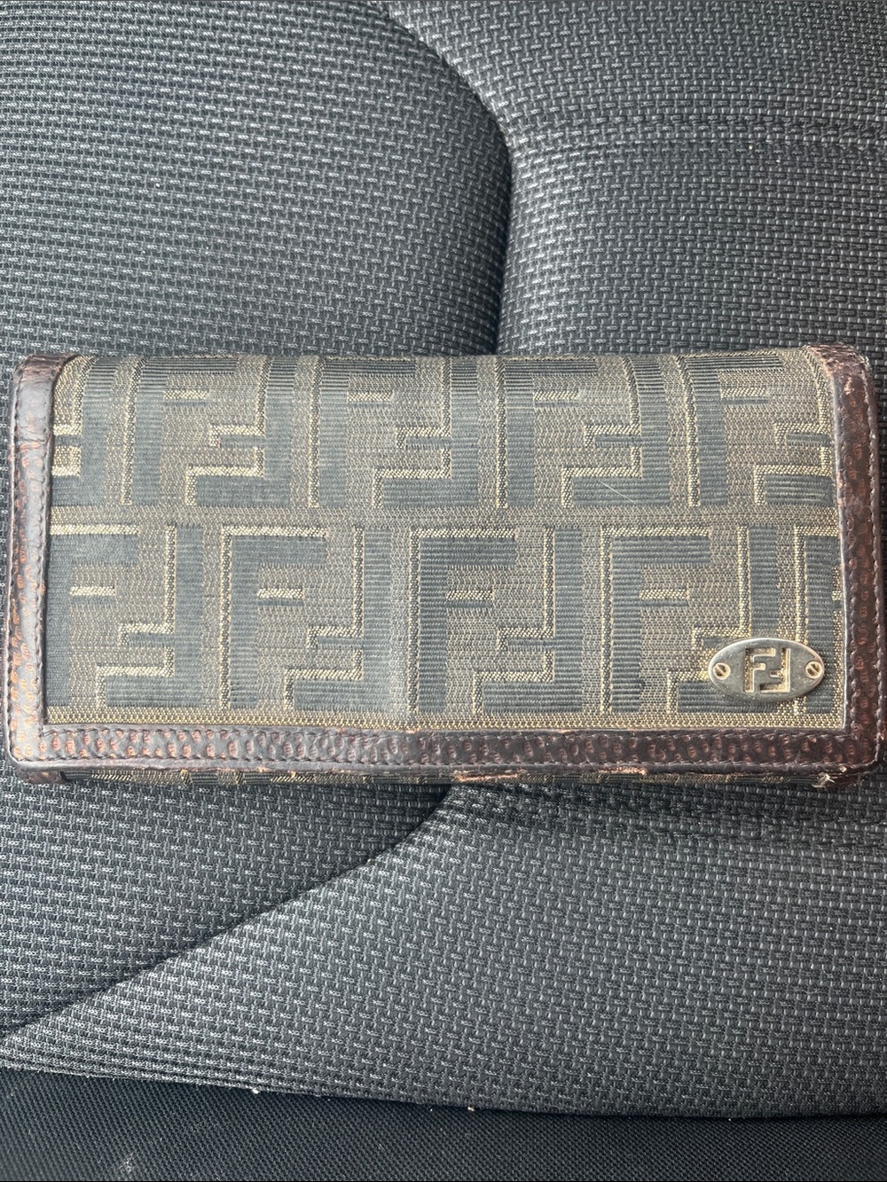 Fendi Brown and Gold FF Monogram Continental Wallet